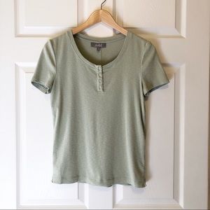 🌻 3/$25 Marled Reunited Mint Green Button Tee
